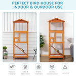 -PawHut 65" Wooden Large Bird Cage, Outdoor Aviary Bird Cage with Pull Out Tray 2 Doors, Orange - Outdoor Style Company