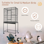 -PawHut 65"L Large Rolling Metal Bird Cage Bird House with Detachable Rolling Stand - Outdoor Style Company