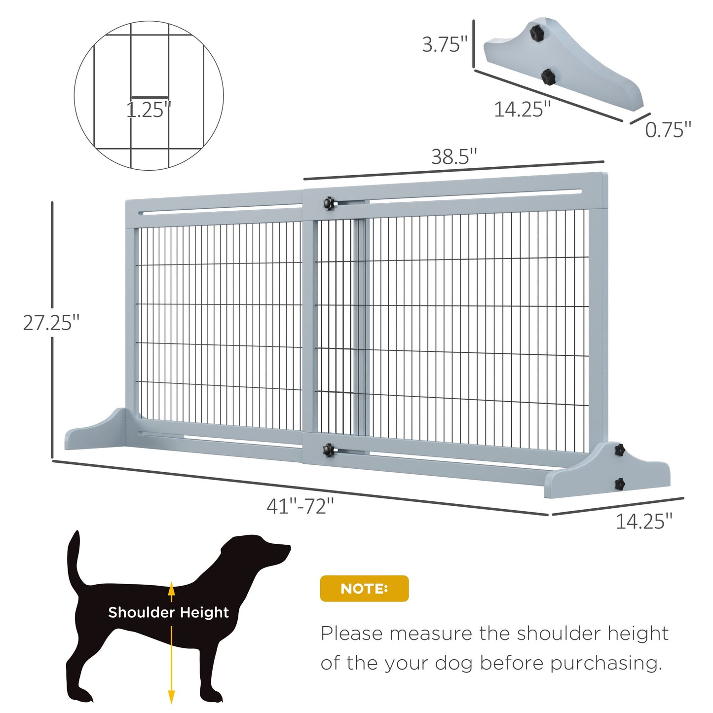 -PawHut 72" W x 27.25" H Extra Wide Dog Cat Fence, Freestanding Pet Gate with Adjustable Length, Barrier for House, Doorway 7 Hallway, Blue/Gray - Outdoor Style Company