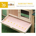 -PawHut 83" Wooden Rabbit Hutch Large Bunny Hutch House with Double Run, Removable Tray and Waterproof Roof for Outdoor, Natural - Outdoor Style Company