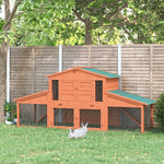 -PawHut 88.5" Wooden Rabbit Hutch Bunny Hutch Guinea Pig House with Removable Tray, Double Ramp and Weatherproof Asphalt Roof for Outdoor, Orange - Outdoor Style Company