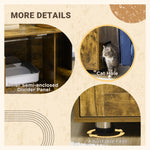 -PawHut Cat Litter Box Enclosure with Double Doors, Divider, Cat Little Furniture, Rustic Brown - Outdoor Style Company