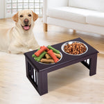 -PawHut Durable Wooden Dog Feeding Station with 2 Included Dog Bowls and a Non-Slip Base, 23", Espresso - Outdoor Style Company