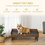 -PawHut Elevated Dog Bed, Wooden Pet Sofa Raised Dog Couch with Soft Cushion, Removable Washable Cover for Large Dogs and Cats, Brown and Black - Outdoor Style Company