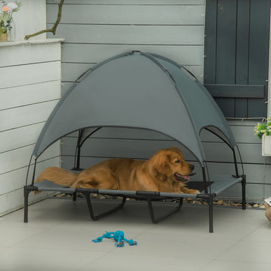 -PawHut Elevated Portable Dog Cot Cooling Pet Bed With UV Protection Canopy Shade, 48 inch - Outdoor Style Company