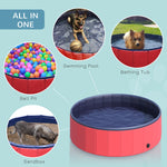 -Pawhut Foldable PVC Dog Pool 12” x 47” Collapsible Pet Swimming Bathing Tub Home Outdoor Foldable Plastic Dog Pool – Red and Blue - Outdoor Style Company