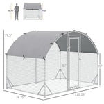 -PawHut Galvanized Large Metal Chicken Coop Cage, Walk-in Enclosure Poultry Hen Run House Playpen Rabbit Hutch with Cover, 9.2' x 6.2' x 6.5', Silver - Outdoor Style Company