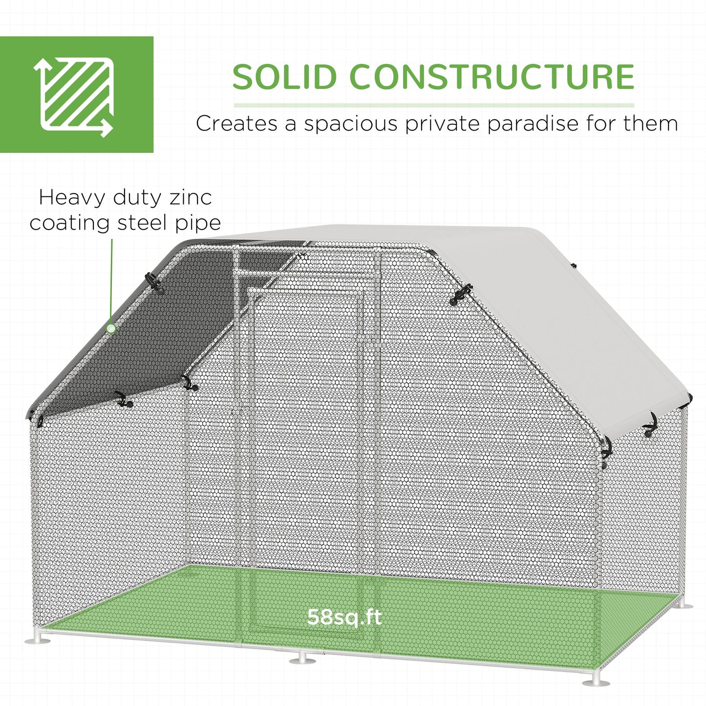 -PawHut Galvanized Metal Chicken Coop with Cover, 9' W x 6' D x 6.5' H Walk-In Pen Run - Outdoor Style Company