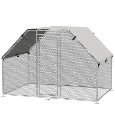 -PawHut Galvanized Metal Chicken Coop with Cover, 9' W x 6' D x 6.5' H Walk-In Pen Run - Outdoor Style Company