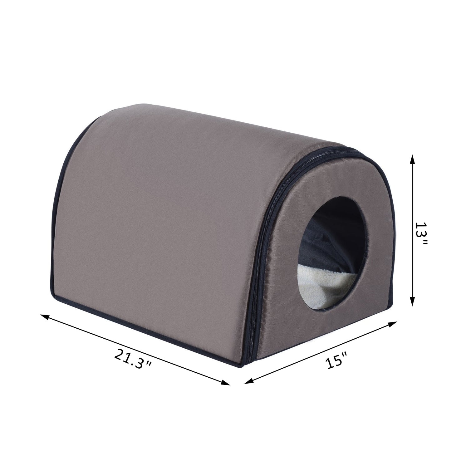 -PawHut Heated Cat House Outdoor Portable Heated Cat Houses, Elevated Waterproof and Insulated A Safe Pet House Stay Warm and Dry Brown - Outdoor Style Company