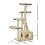 -PawHut Multi-Level Cat Tree Pet Condo Furniture with Sisal-Covered Scratching Posts Activity Center w/ Soft Cushion Luxury Cat Tower Natural - Outdoor Style Company