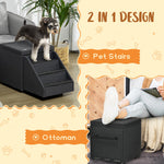 -PawHut Multi-purpose Dog Stairs Ottoman, 4-Tier Pet Steps W/ Storage Compartment Cushion, for Small Medium Dogs and Cats - Outdoor Style Company