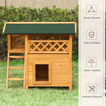 -PawHut Outdoor Cat House, 2-Story Shelter for Feral Cats, Wooden Kitten Condo with Asphalt Roof, Stairs, Balcony, 30"x20"x29", Natural - Outdoor Style Company
