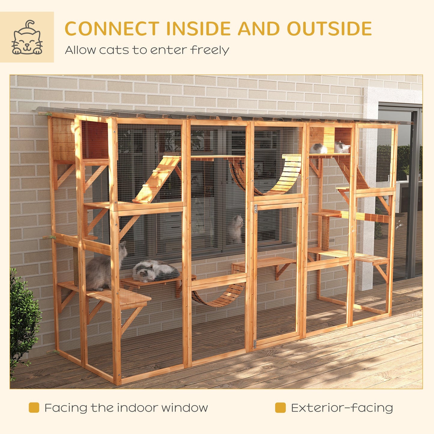 -PawHut Outdoor Cat House, Cat Condo Outside Enclosure with Weather-Proof Roof, Platforms, Resting Condos, Ramps, Ladders, Scratching Posts - Outdoor Style Company