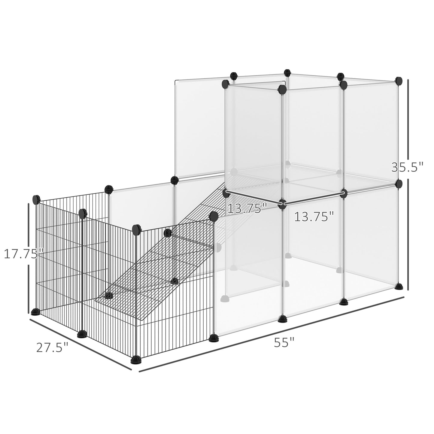 -PawHut Pet Playpen DIY Small Animal Cage, Portable Plastic Yard Fence for Rabbit, Chinchilla, Hedgehog & Guinea Pig, 14 x 18 inch - Outdoor Style Company