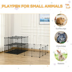 -PawHut Pet Playpen with Door, Small Animal Cage, for Guinea Pigs, Chinchilla, Indoor and Outdoor Use, 69"L x 41.5"W x 27.5"H, Black - Outdoor Style Company