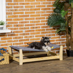 -PawHut Raised Pet Bed Wooden Dog Cot with Cushion for Small Medium Sized Dogs Indoor Outdoor, 35.5" x 19.75" x 11" - Outdoor Style Company