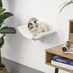 -PawHut Wood Cat Shelves Wall-Mounted Shelter Curved Kitten Bed Cat Perch Climber Cat Furniture 16.25" x 11" x 8.25" White - Outdoor Style Company