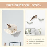 -PawHut Wood Cat Shelves Wall-Mounted Shelter Curved Kitten Bed Cat Perch Climber Cat Furniture 16.25" x 11" x 8.25" White - Outdoor Style Company