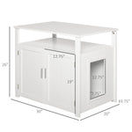 -PawHut Wooden Cat Litter Box Enclosure Furniture with Adjustable Interior Wall & Large Tabletop for Nightstand White - Outdoor Style Company