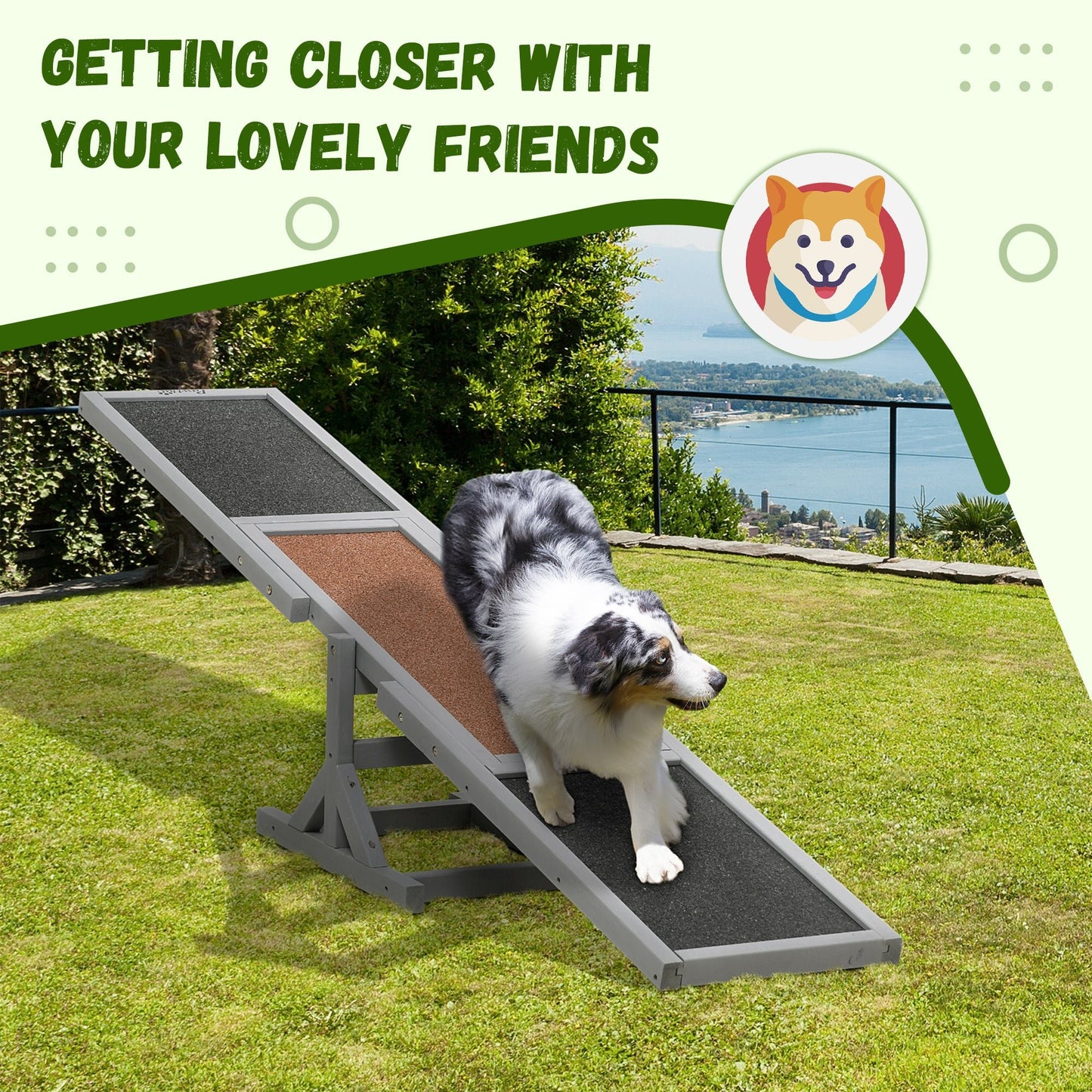 -PawHut Wooden Dog Agility Equipment, Dog Agility Seesaw for Training and Exercise, 71" L x 12" W x 12" H, Gray - Outdoor Style Company