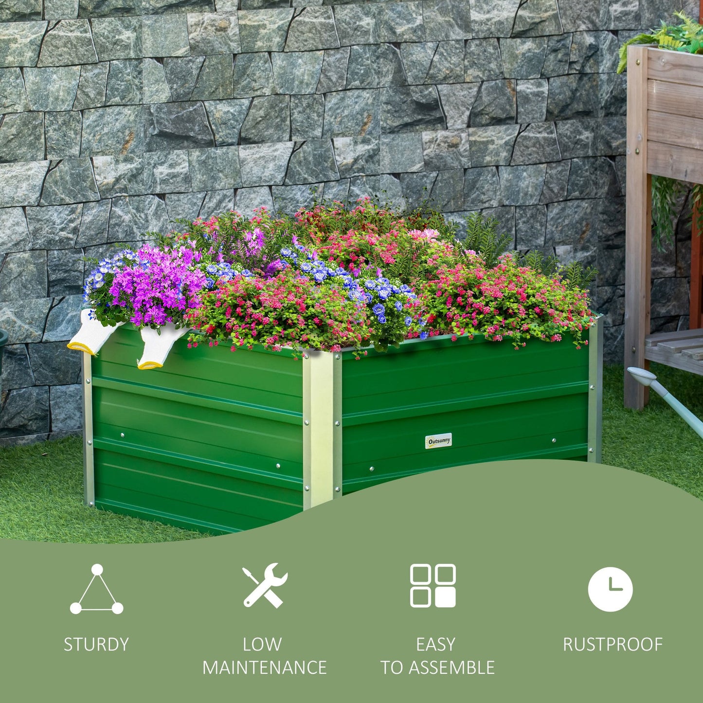 Outdoor and Garden-Pentagon Raised Garden Bed, Elevated Large Metal Planter Box w/ Install Gloves for Backyard, Patio to Grow Vegetables, and Flowers, Green - Outdoor Style Company