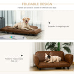 Pet Supplies-Pet Sofa Dog Bed Couch, Foldable Cat Lounger PU Leather Cover for Small & Large Sized Animals, 39" x 21.75" x 17.75", Brown - Outdoor Style Company