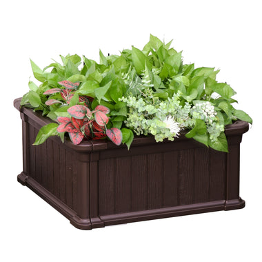Outdoor and Garden-Plastic Raised Garden Bed 24.5" Planter Box For Flowers Herbs Veggies & Fruits For Garden Backyard Patio Brown - Outdoor Style Company