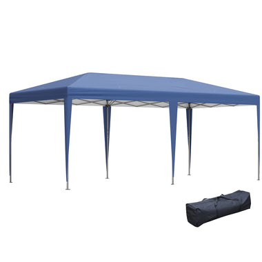 Miscellaneous-Pop Up Canopy 19' x 10' Heavy Duty Pop Up Canopy with Sturdy Frame, UV Fighting Roof, Carry Bag for Patio, Backyard, Beach, Garden, Blue - Outdoor Style Company