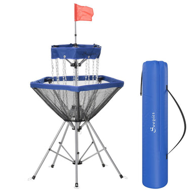 Miscellaneous-Portable Disc Golf Basket Target with 24-Chain, Transit Bag, Dark Blue - Outdoor Style Company