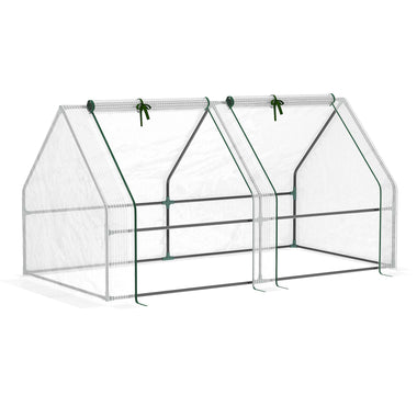 Miscellaneous-Portable Mini Greenhouse, Small Green House with Large Zipper Doors and Water/UV PE Cover, 6' x 3' x 3', White - Outdoor Style Company
