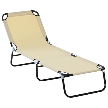 Outdoor and Garden-Portable Patio Lounge Chair Outdoor Lightweight Folding Sun Chaise Lounge Chair w/ 5-Position Adjustable Backrest for Beach, Poolside, Beige - Outdoor Style Company
