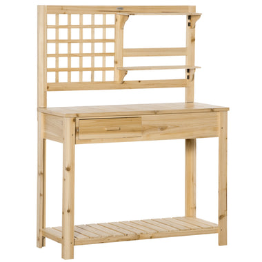 Outdoor and Garden-Potting Bench Table, Garden Work Bench, Outdoor Wooden Workstation with Tiers of Shelves and Drawer for Patio, Courtyards, Balcony, Natural - Outdoor Style Company