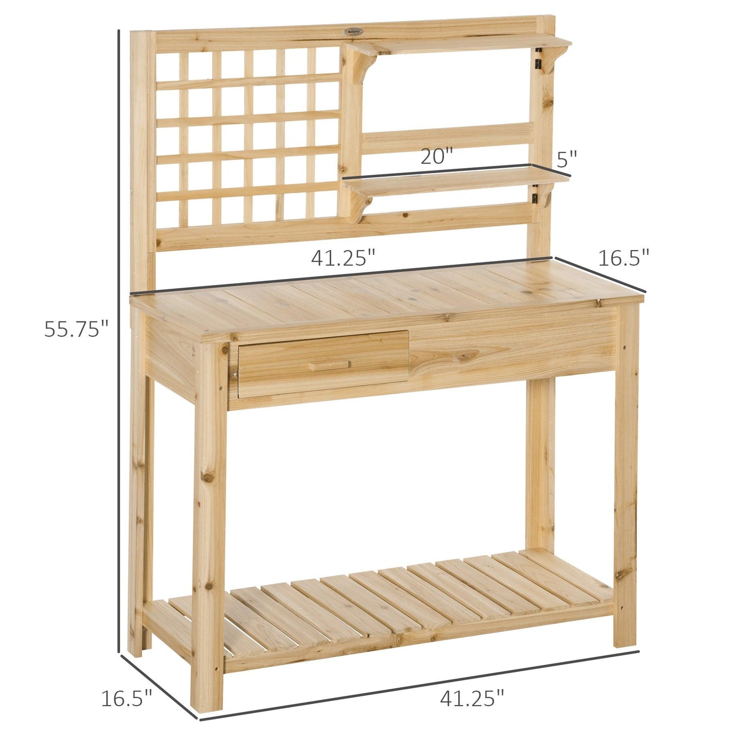 Potting Bench Table, Garden Work Bench, Outdoor Wooden Workstation wit