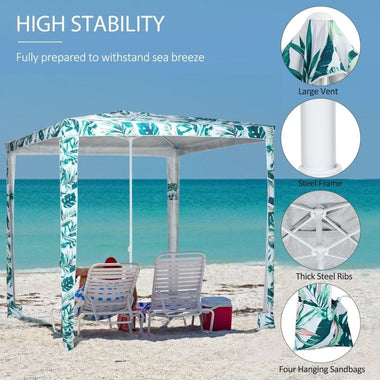 Umbrella-Quick Beach Cabana Canopy Umbrella, 8' Easy-Assembly Sun-Shade Shelter with Sandbags and Carry Bag - Outdoor Style Company