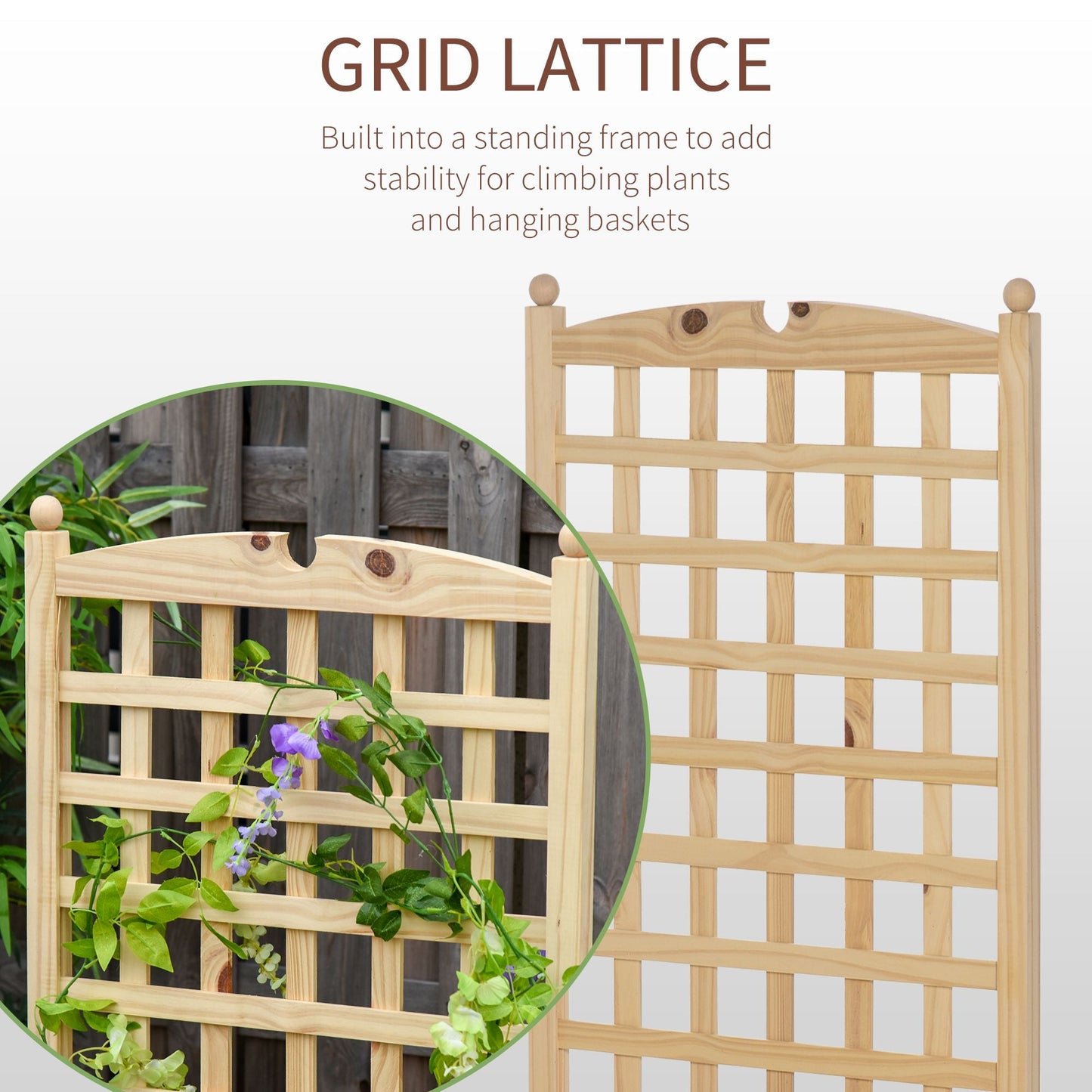 Outdoor and Garden-Raised Bed With Trellis Standing Lattice Panels For Plants Flowers Or Vine Garden Outdoor Indoor 23.5" X 11.5" X 49.25", Natural - Outdoor Style Company