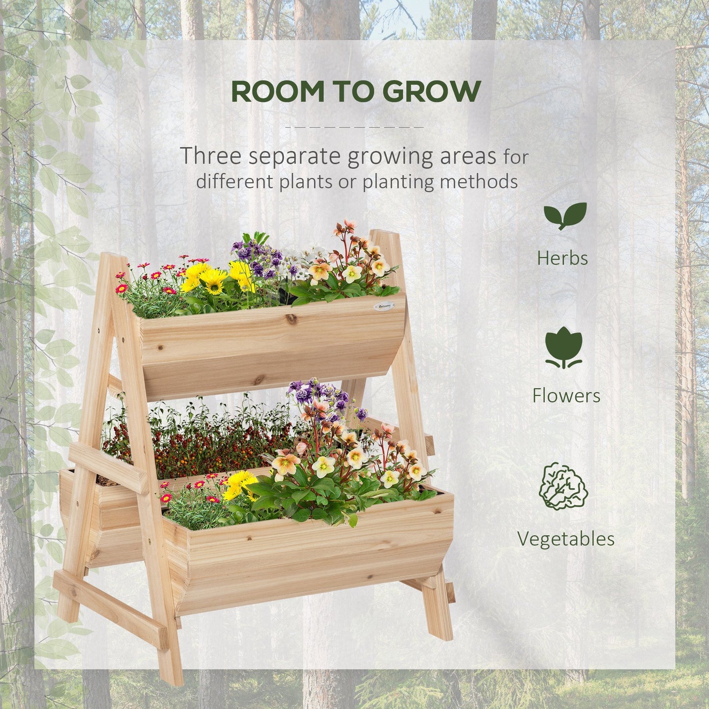 Outdoor and Garden-Raised Garden Bed, 2 Tier Planter Box with Stand, Nonwoven Fabric for Vegetables, Herbs, Flowers, 26.75" x 22.75" x 31.75", Natural - Outdoor Style Company