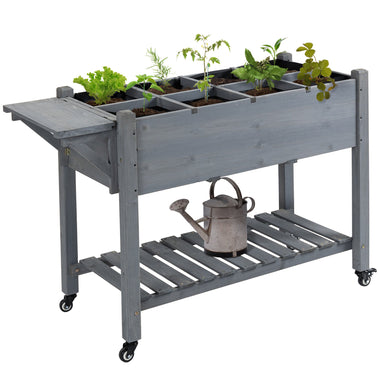 Outdoor and Garden-Raised Garden Bed Planter Box w/ 8 Grow Grids, Storage Shelf & Lockable Wheels - Outdoor Style Company