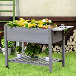 Outdoor and Garden-Raised Garden Bed Planter Box w/ 8 Grow Grids, Storage Shelf & Lockable Wheels - Outdoor Style Company