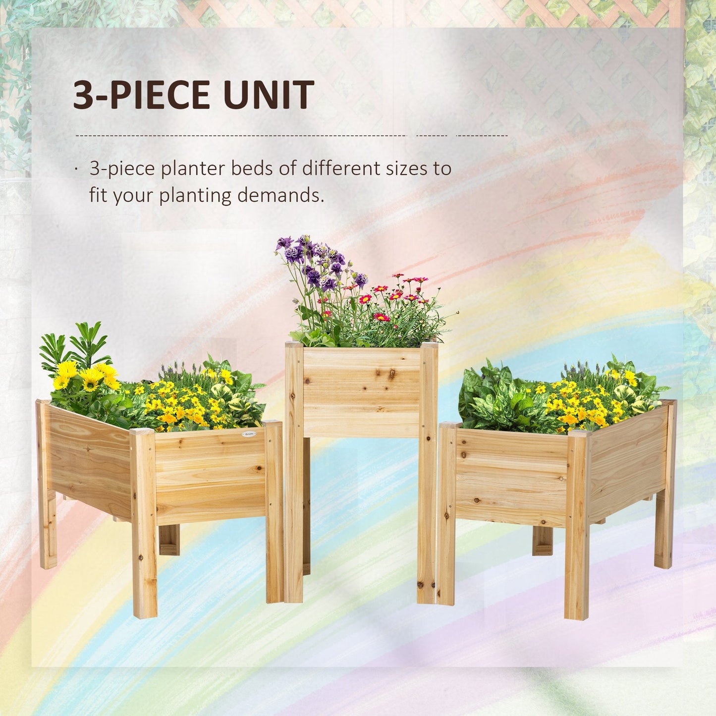 Outdoor and Garden-Raised Garden Bed Set of 3, Elevated Wood Planter Box with Legs and Bed Liner for Backyard and Patio to Grow Vegetables, Herbs, and Flowers - Outdoor Style Company