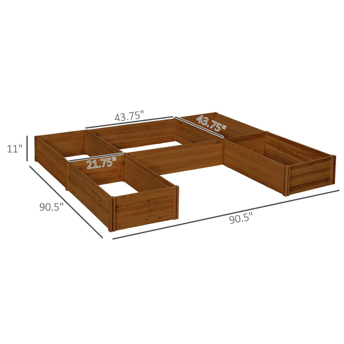 Outdoor and Garden-Raised Garden Bed, Set of 5 Large Wooden Box Planters for Outdoor Plants Vegetables Flowers Herbs, 7.5x7.5x1ft, Brown - Outdoor Style Company