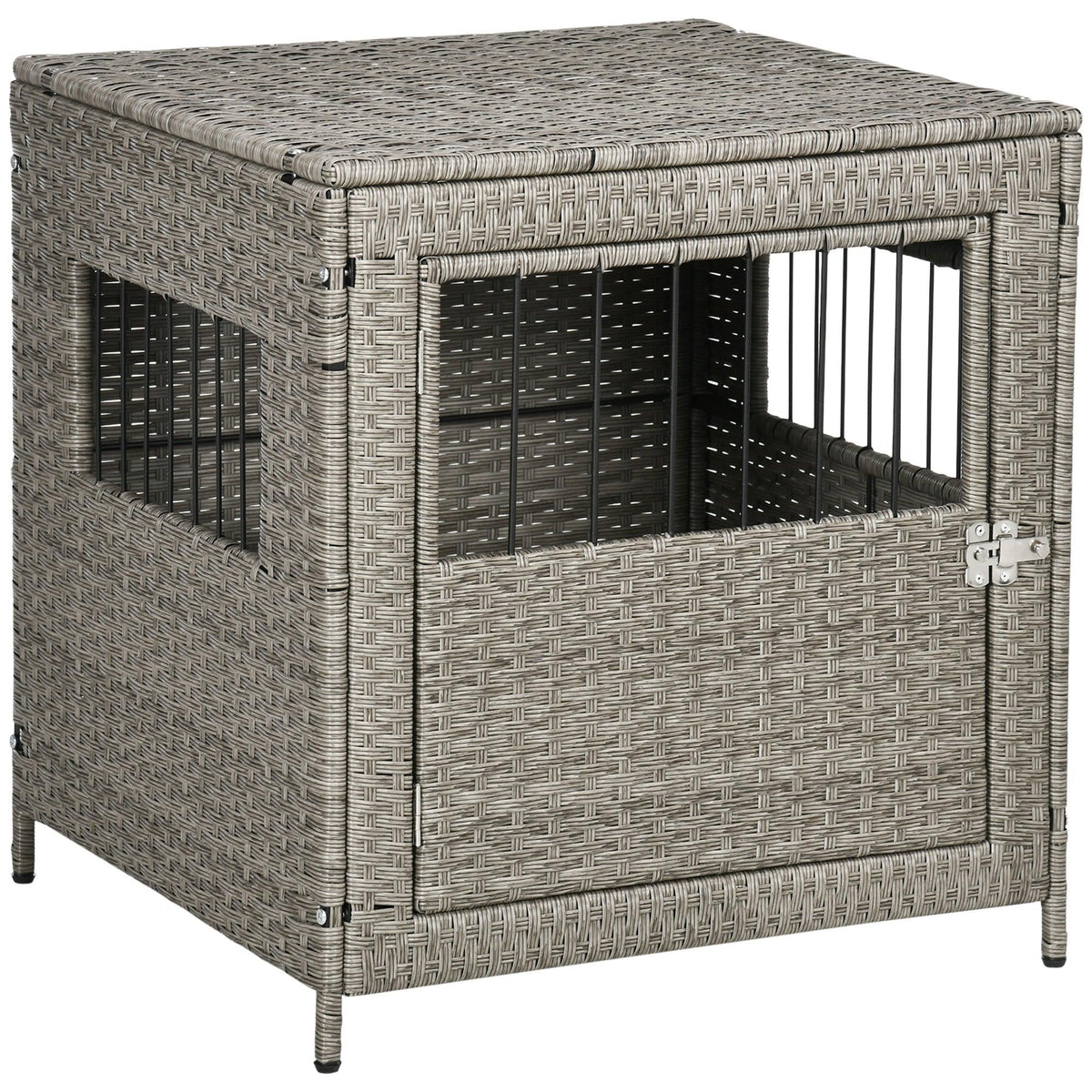 Pet Supplies-Rattan Dog Crate, Wicker Dog Cage with Lockable Door ...