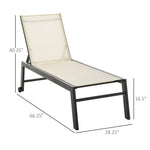 Outdoor and Garden-Reclining Chaise Lounge Outdoor Wooden Lounge With Wheels & Adjustable Backrest Bed Lounger White - Outdoor Style Company