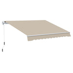 Outdoor and Garden-Retractable Awning 12' x 10' Manual Outdoor Sunshade Shelter for Patio, Balcony, Yard, with Adjustable & Versatile Design, Beige - Outdoor Style Company