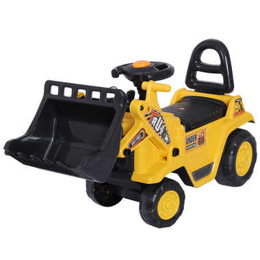 Toys and Games-Ride On Excavator Toy, Pull Cart Bulldozer with Bucket Horn Steering Wheel for Toddlers, Yellow - Outdoor Style Company