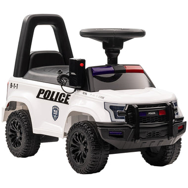 Toys and Games-Ride On Push Police Car, Toddler Foot-to-Floor Sliding Toy with Hidden Under Seat Storage for 18 Months to 5 Years, Removable Backrest, White - Outdoor Style Company