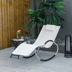 Outdoor and Garden-Rocking Chair, Zero Gravity Patio Chaise Garden Sun Lounger, Outdoor Reclining Rocker with Detachable Pillow for Lawn, Patio or Pool, White - Outdoor Style Company