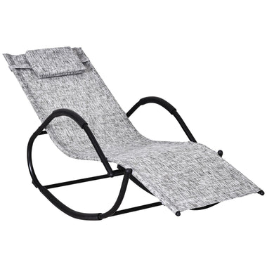 Outdoor and Garden-Rocking Chair, Zero Gravity Patio Chaise Sun Lounger, Glider Lounge Chair, UV Water Resistant with Pillow, for Lawn, Garden or Pool - Grey - Outdoor Style Company