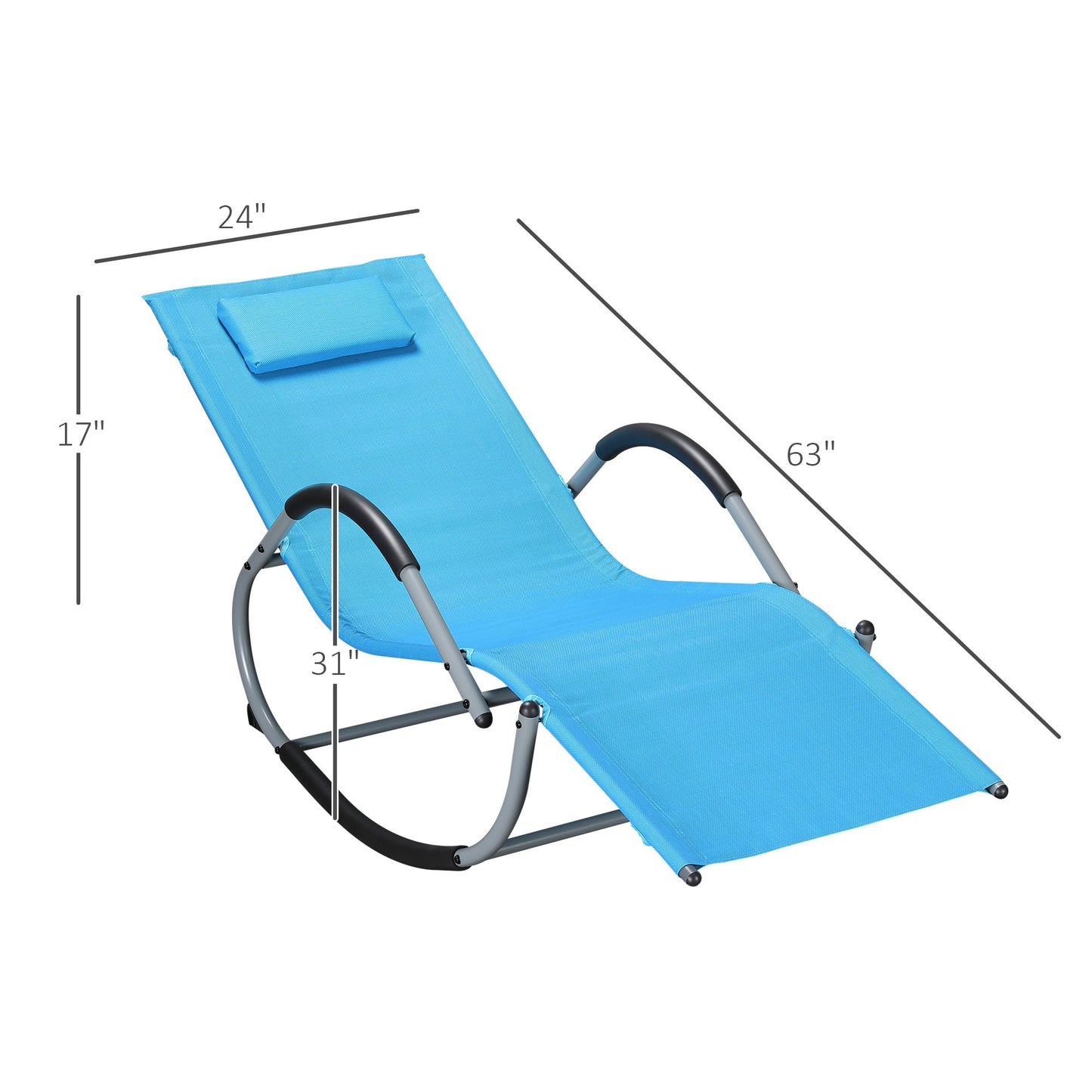 Outdoor and Garden-Rocking Chair, Zero Gravity Patio Chaise Sun Lounger, Outdoor Rocker, UV Water Resistant with Pillow, for Lawn, Garden or Pool - Sky Blue - Outdoor Style Company