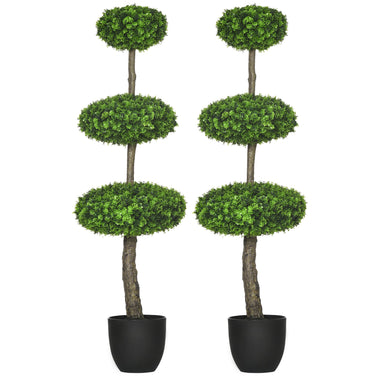 Outdoor and Garden-Set of 2 3.5ft(43.25") Artificial Ball Boxwood Topiary Trees in Pot, Indoor Outdoor Fake Plants for Home Office Living Room Decor - Outdoor Style Company